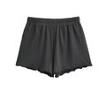 Detail der dunkelgrauen Strickshorts mit elastischem Bund und gewelltem Saumdesign - S / Dunkelgrau