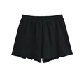 Damen-Shorts in Schwarz mit Rippstrick, elastischem Bund und gewellten Saumkanten - S / Schwarz