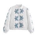 Chaqueta acolchada para mujer con estampado floral azul y estrellas para estilo verano - S / Estampado Floral Blanco