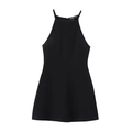 Abito da donna nero con scollo all'americana e linea ad A, perfetto per la moda estiva - S / Nero