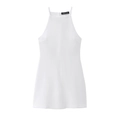 Abito bianco senza maniche con scollo all'americana e vestibilità slim per la moda estiva - S / Bianco
