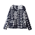 Veste réversible pour femme bleu marine avec motifs géométriques et bordures contrastées - S / Bleu marine