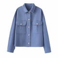 Chaqueta vaquera azul lavado para mujer con botones dorados y bolsillos frontales - XS / Azul