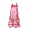 Robe longue bohème rose sans manches avec dentelle au crochet et motifs géométriques - XS / Version Imprimée