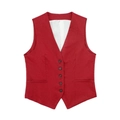 Women's deep red linen blend V-neck vest with five buttons and symmetrical pockets - XS / Tops / Red
