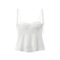 Elegante top bustier bianco con spalline sottili e bordo peplo per la moda estiva - XS / Bianco