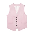 Women's pink linen blend V-neck waistcoat with five black buttons in size S - XS / Tops / Pink