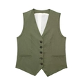 Army green linen blend V-neck vest with five buttons and two welt pockets - XS / Tops / Army Green