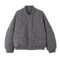 Giacca bomber da donna grigia trapuntata con motivo a zucca e bottoni a pressione in metallo - XS / Grigio