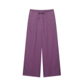 Detail of purple linen wide-leg trousers with elastic drawstring waist and airy fabric - XS / Bottoms / Purple