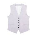Women's light grey linen blend vest with V-neck and classic five-button front - XS / Tops / Light Gray