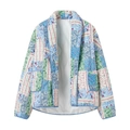 Détail du patchwork floral coloré et des coutures matelassées en losange sur la veste - S / Épissage Multicolore