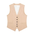 Classic men's V-neck linen vest in light khaki with five buttons and front pockets - XS / Tops / Nude