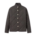 Chaqueta acolchada gris oscuro para mujer con cuello alto y cierre de botones - S / Negro