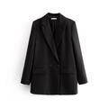Klassieke double-breasted damesblazer in diepzwart met reverskraag en gevoerde schouders - S / Zwart