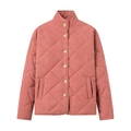 Chaqueta acolchada de mujer rojo ladrillo con diseño de diamantes y cuello alto - S / Rojo Ladrillo