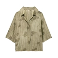 Sage green loose floral shirt for women featuring textured fabric and relaxed fit - XS / Tops / Green