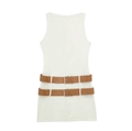 Robe moulante blanche sans manches avec deux ceintures décoratives marron - XS / Blanc laiteux