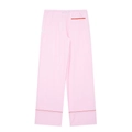 Pink poplin pajama pants with elastic waist and red piped trim detailing - XS / Pants