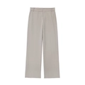 Women's high waist taupe straight-leg trousers with elegant pleated vertical center seams - XS / Light Grey Sweatpants