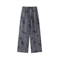 Pantaloni larghi grigio scuro da donna con coulisse e stampe floreali di tarassaco carbone - XS / Pantaloni e gonne / Grigio
