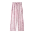 Pantaloni larghi rosa chiaro da donna con stampa jacquard floreale e coulisse in vita - XS / Pantaloni e gonne / Rosa