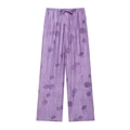 Pantaloni viola a gamba larga da donna con jacquard floreale e coulisse in vita - XS / Pantaloni e gonne / Viola