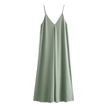 Zomerse midi-jurk met V-hals en spaghettibandjes in mintgroen met een vloeiende A-lijn snit - XS / Groen