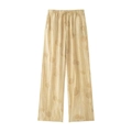Pantaloni larghi beige chiaro con coulisse elastica in vita e motivi floreali sottili - XS / Pantaloni e gonne / Giallo