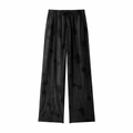 Pantaloni neri jacquard a gamba larga per donna con vita alta e coulisse regolabile - XS / Pantaloni e gonne / Nero