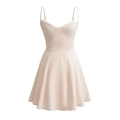 Robe mini bustier rose poudré avec bordure en dentelle blanche et fines bretelles - S / Rose