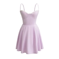 Mini-robe nuisette lilas avec bordure en dentelle blanche et jupe trapèze plissée - S / Mauve Clair
