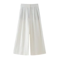 Vorderansicht der weißen Leinenhose mit hoher Taille und doppelten Knopfdetails am Bund - XS / Weiße Hose