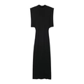 Slim fit black sleeveless knit maxi dress with padded shoulders and side cut-outs - XS / Black