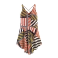 Women's V-neck geometric print camisole dress with asymmetric hem for summer beachwear - XS / Multi-color Geometric Print