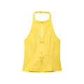 Haut licou jaune vif avec nœuds sur fond blanc style estival minimaliste et élégant - XS / Hauts / Jaune