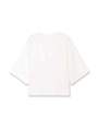 Detail of white deep V-neck knit top with loose medium sleeves on a white background - S / White