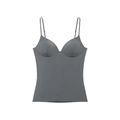 Seamless dark grey V-neck camisole with built-in pads and adjustable straps - Gray