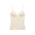 Sleeveless beige camisole for women featuring a V-neckline and integrated padded bra cups - Milky White
