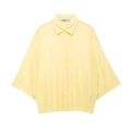 Light yellow breathable cotton-linen blend short sleeve shirt with button-down collar - XS / Yellow