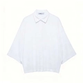 Women's white casual short-sleeve button-up shirt with lapel collar and cotton texture - XS / White