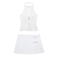 Ensemble deux pièces blanc avec haut licou à nœuds et mini-jupe assortie élégante - XS / Haut Et Bas / Blanc