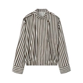 Dames bomberjack met verticale strepen in donkerbruin en wit met elastische tailleband - XS / Bruin