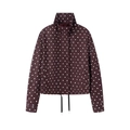 Deep burgundy polka dot light jacket with high collar and adjustable drawstring hem - XS / Brown Polka Dot