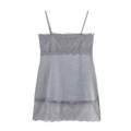 Women's grey summer mini dress featuring delicate lace stitching and thin spaghetti straps - XS / Gray