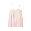 Modieuze lichtroze nylon mini-jurk in ballonstijl met dunne bandjes en fijne plooien - XS / Roze