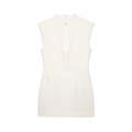 Minimalistische witte mouwloze jurk met opstaande kraag en druppelvormige uitsnede - XS / Wit