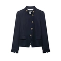 Blazer blu scuro stile militare con bottoni dorati e collo alla coreana per un look chic - XS / Blu navy