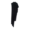 Minimalistisches schwarzes ärmelloses Midikleid mit asymmetrischem Saum und Stehkragen - S / Schwarz