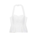 Schickes weißes Neckholder-Top mit Herzausschnitt und Schößchen für eine schlanke Silhouette - XS / Weiß